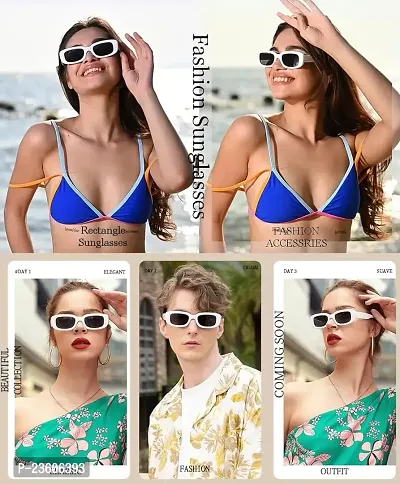Rectangle Sunglasses for Women Men Trendy Retro Fashion Sunglasses UV 400 Protection Square Fram-thumb0