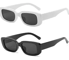 Rectangle Sunglasses for Women Men Trendy Retro Fashion Sunglasses UV 400 Protection Square Fram-thumb1