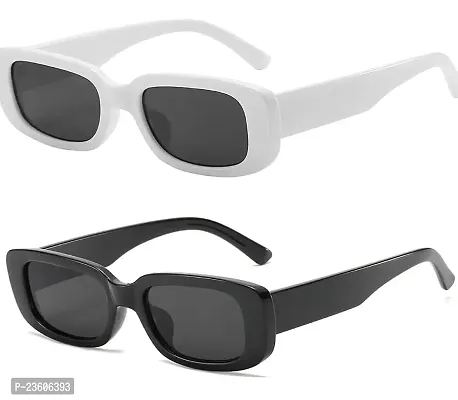 Rectangle Sunglasses for Women Men Trendy Retro Fashion Sunglasses UV 400 Protection Square Fram-thumb2