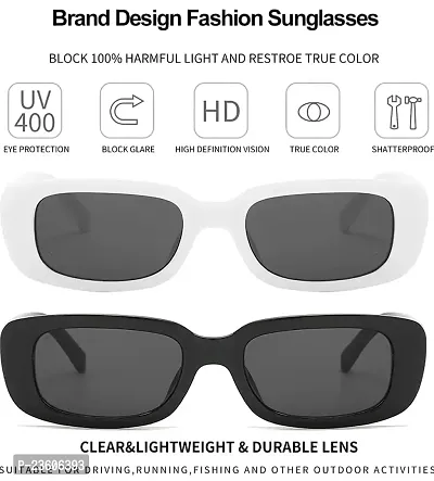 Rectangle Sunglasses for Women Men Trendy Retro Fashion Sunglasses UV 400 Protection Square Fram-thumb3