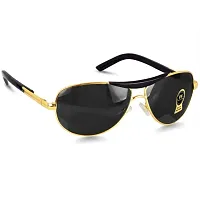 Aviator UV 400 Protection Black Glass Golden Frame Sunglasses for Men, Women (GOLD-BLACK)-thumb1