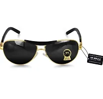 Aviator UV 400 Protection Black Glass Golden Frame Sunglasses for Men, Women (GOLD-BLACK)-thumb3