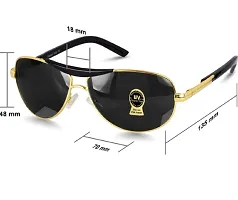 Aviator UV 400 Protection Black Glass Golden Frame Sunglasses for Men, Women (GOLD-BLACK)-thumb4