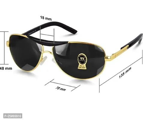 Aviator UV 400 Protection Black Glass Golden Frame Sunglasses for Men, Women (GOLD-BLACK)-thumb5