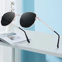 UV Protection Oval Sunglasses For Men  Women, Black-thumb1