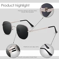 UV Protection Oval Sunglasses For Men  Women, Black-thumb3