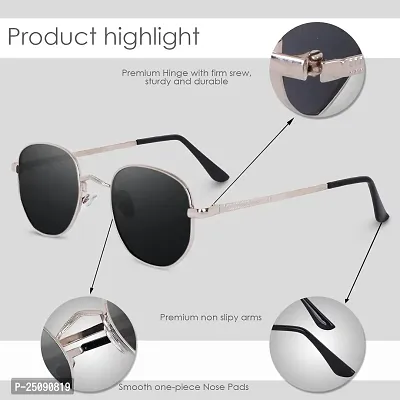 UV Protection Oval Sunglasses For Men  Women, Black-thumb4