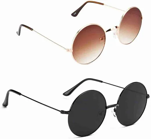 Mirrored Round Sunglasses  (For Men  Women, Brown, Black)