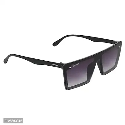 UV PROTECTIVE Rectangular Unisex Sunglasses (SUN-068-BLK)-thumb0