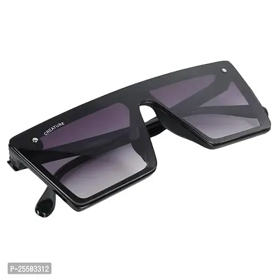 UV PROTECTIVE Rectangular Unisex Sunglasses (SUN-068-BLK)-thumb2