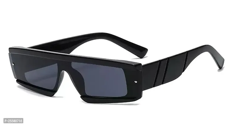 Black Oversized Rectangular Sunglasses-thumb0