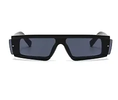Black Oversized Rectangular Sunglasses-thumb1
