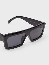 Black Oversized Rectangular Sunglasses-thumb2