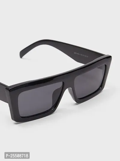 Black Oversized Rectangular Sunglasses-thumb3