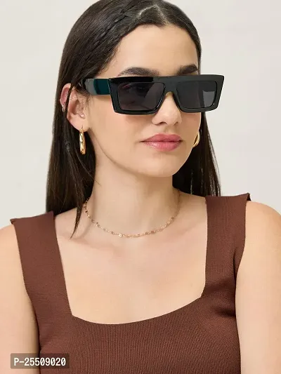 Black Oversized Rectangular Sunglasses