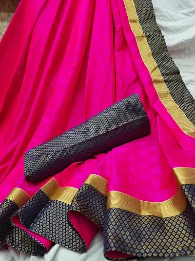 Trending Checked Art Silk Saree with Blouse piece