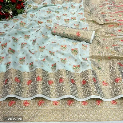 Stylish Women Cotton Silk Saree with Blouse piece-thumb2