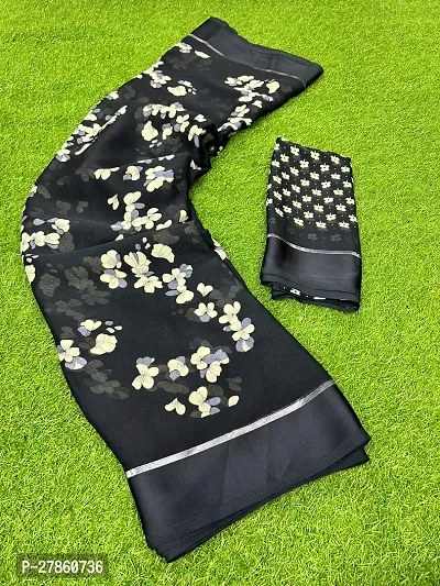 Black Chiffon Kotki Printed Daily Floral Trendy Saree