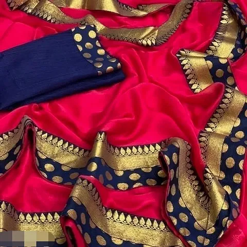 Attractive Art Silk Lace Border Saree with Blouse piece