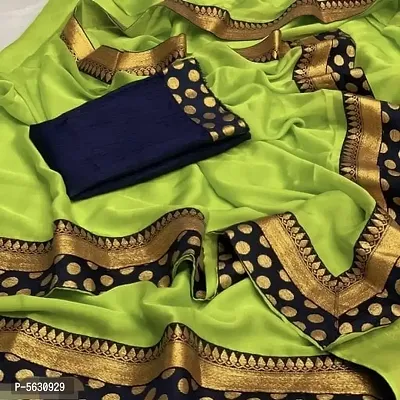 Attractive Art Silk Lace Border Saree with Blouse piece-thumb0