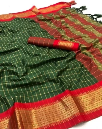 Woven Design Cotton Sarees with Blouse Piece