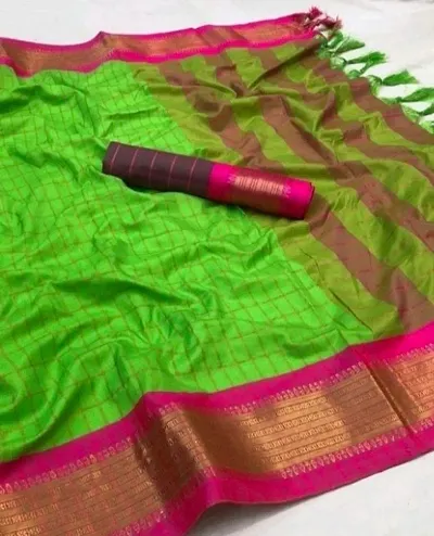 Woven Design Cotton Sarees with Blouse Piece