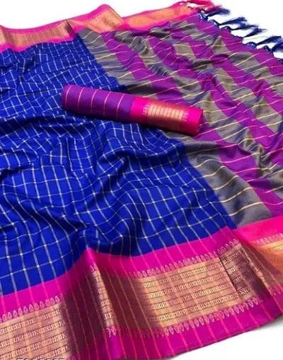 Beautiful Pure Checked Saree with Blouse piece