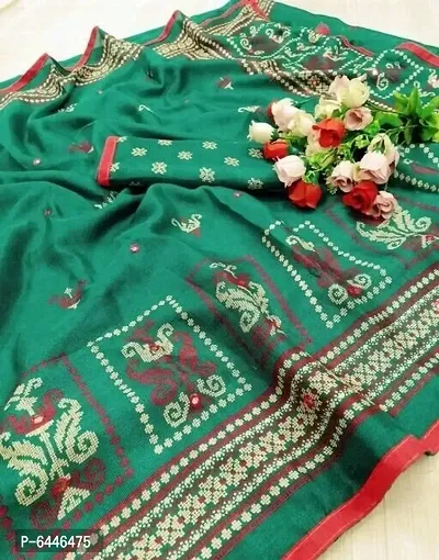 Elegant Jute Cotton Saree With Blouse Piece For Women-thumb0