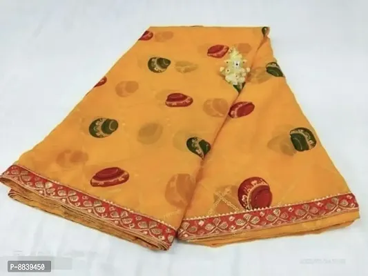 Yellow Georgette Daily Wear Saree With Blouse Piece-thumb5