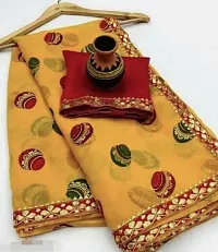 Yellow Georgette Daily Wear Saree With Blouse Piece-thumb1