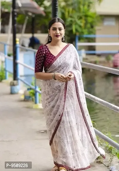 Warli Printed Georgette Saree With Blouse Piece