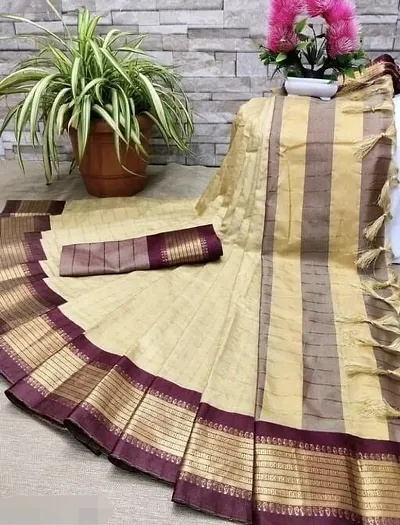 Cotton Silk Jacquard Sarees with Blouse piece