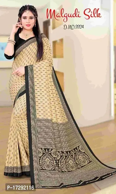 Beautiful Printed Malgudi Silk Saree With Blouse Piece-thumb0