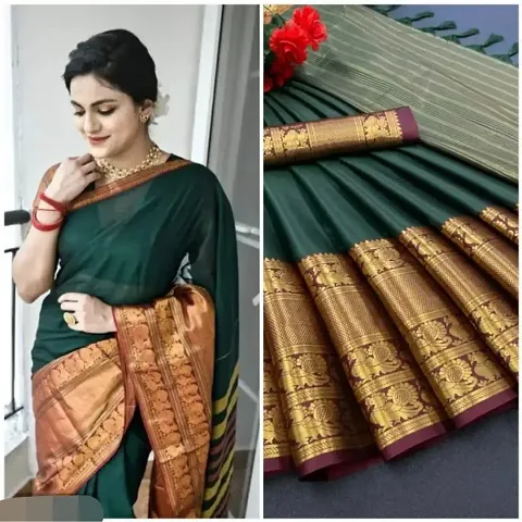 Elegant Cotton Silk Saree with Blouse piece 