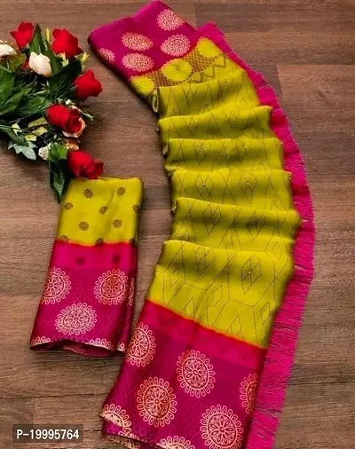 lemon silk Blend Ready to wear printed festival wear saree