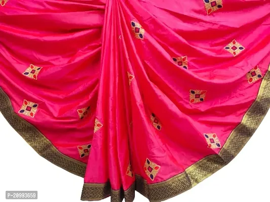 Art Silk Printed Lace Border Saree With Blouse PIece