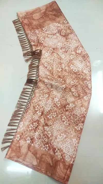Vichitra Silk Printed Jhalar Border Sarees With Blouse Piece