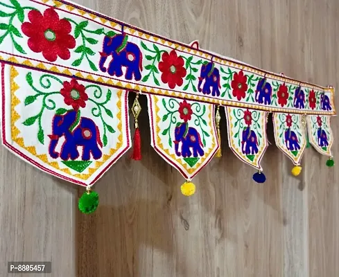 Cotton Kacchi Work Toran / Bandharwal/ Door Hanging With Latkan