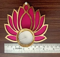 Lotus Tealight Candel Holder Set And Patch For Diwali And Party Decoration ( Set 0f 7 : 6 diya  1 patch ) )-thumb2