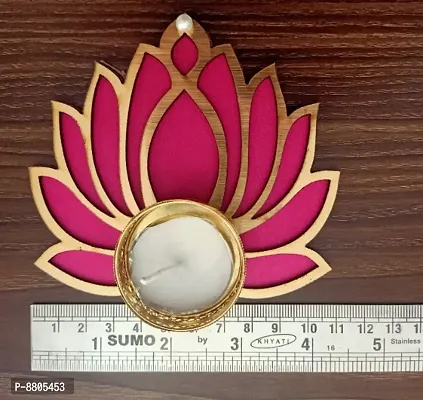 Lotus Tealight Candel Holder Set And Patch For Diwali And Party Decoration ( Set 0f 7 : 6 diya  1 patch ) )-thumb3