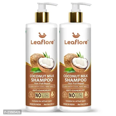 Leaflore Coconut Milk shampoo(Combo of 2) | Proffessional Damage repair Shampoo| 72 HRS Scalp Detox | 6-in-1 Formula | Paraben-free | Shampoo for Men  Women, Total 750ml