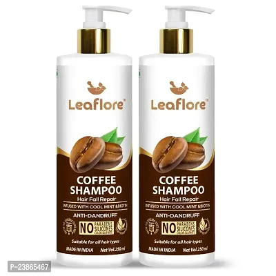Leaflore Coffee shampoo(Combo of 2) | Proffessional Hair strengthening Shampoo| 72 HRS Scalp Detox | 6-in-1 Formula | Paraben-free | Shampoo for Men  Women,Total 500ml