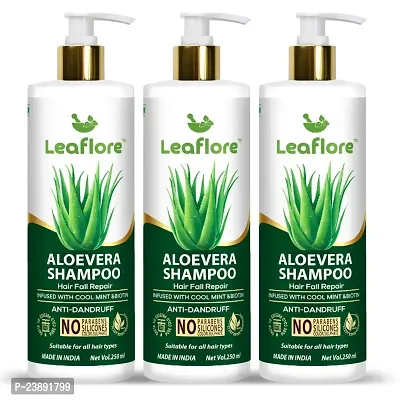 Leaflore Aloevera shampoo (Combo of 3)| Proffessional Anti-Hairfall Shampoo| 72 HRS Scalp Detox | 6-in-1 Formula | Paraben-free | Shampoo for Men  Women, Total 750ml-thumb0