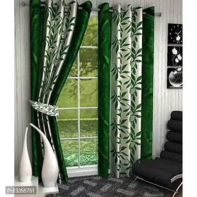 GeoNature Polyester Window Green Kolaveri Curtains Set of 2 Size (4x5Feet) G2CR5F-115