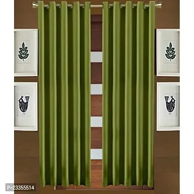 GeoNature Polyester Green Curtains Set of 2 Size (4x7Feet) G2CR7F-19-thumb0