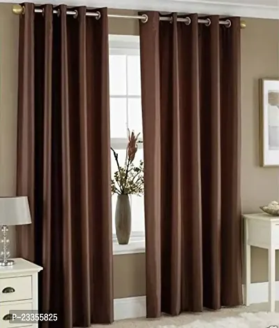 GeoNature Polyester Window Brown Curtains Set of 2 Size (4x5Feet) G2CR5F-52