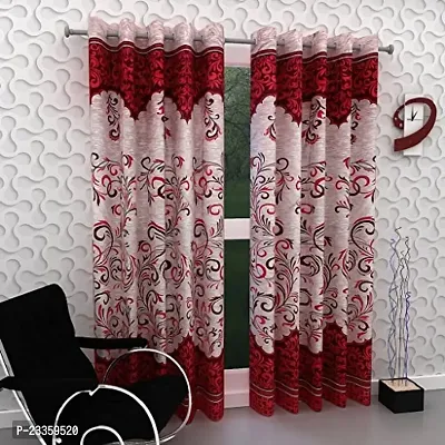 Geonature Eyelet Door Curtains Set of 2 Size 4x7 Feet - Maroon-thumb0
