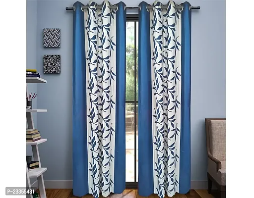 GeoNature Polyester Window Blue Kolaveri Curtains Set of 2 Size (4x5Feet) G2CR5F-93-thumb0
