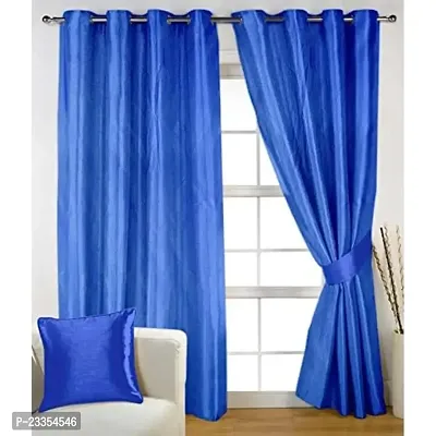 GeoNature Polyester Window Blue Curtains Set of 2 Size (4x5Feet) Win.358-thumb0