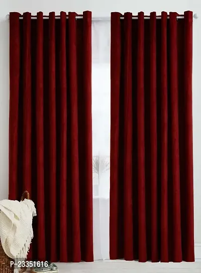 GeoNature Polyester Window Maroon Curtains Set of 2 Size (4x5Feet) G2CR5F-6-thumb0
